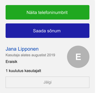 Ees- ja perekonnanime kuvamine kuulutuse lehel